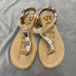 Sorel Tan Sandals with Silver Accents